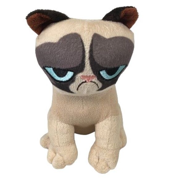 Grumpy Cat Plush 7" Sitting Stuffed Animal Toy Factory Embroidered Blue Eyes - Picture 1 of 10